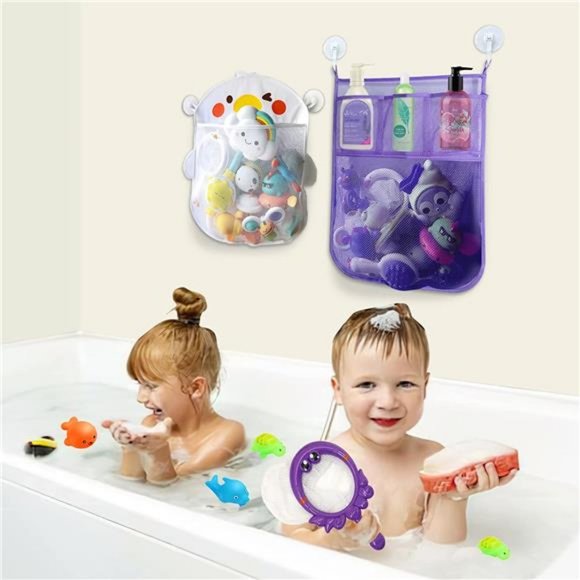 2PACK Bath Toy Storage for Kids & Toddlers, Bath Organizer with Multi-Pockets - Picture 7 of 14